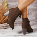 New Autumn/Winter Women's Fashionable & Comfortable Lace-Up High-Heeled Ankle Boots